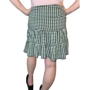 Vintage 90s Y2K stretchy tiered polka dot skirt black white green